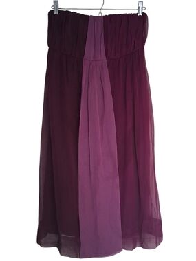 Jonathan Martin 100% Silk Strapless Purple Colorblock Midi Dress Size 8